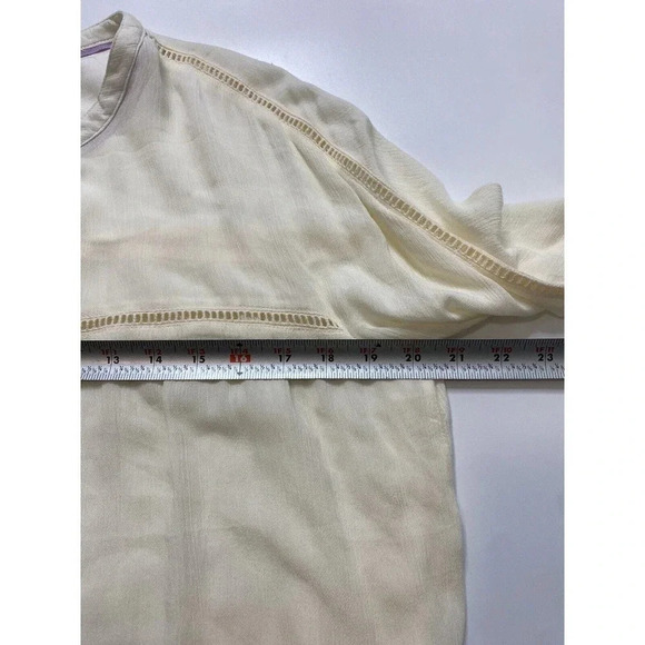 Sacred Threads Womens Blouse Small Ivory Tiered Cutouts Festival Fairy Boho - Picture 8 of 9